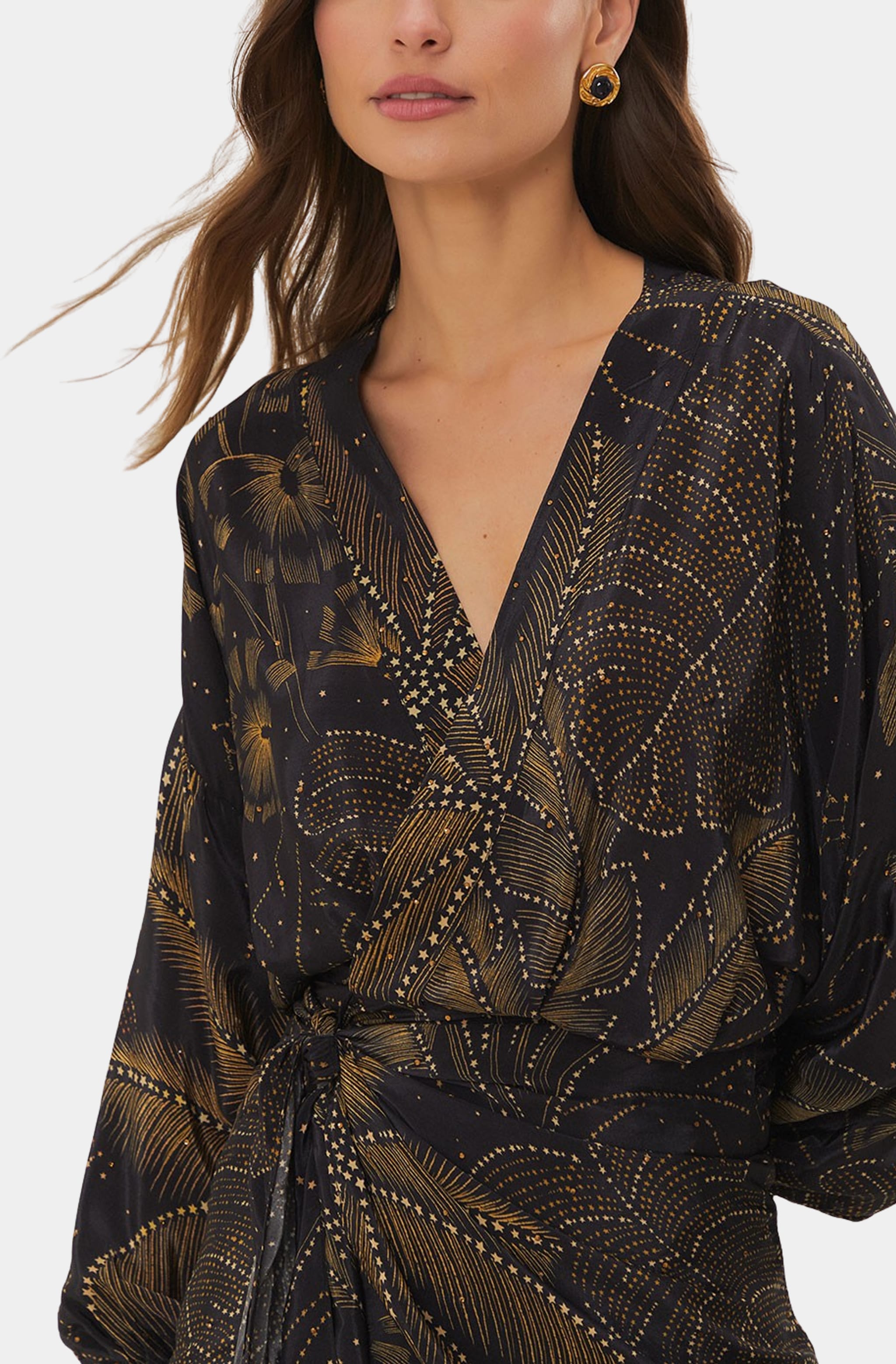 Golden Foliage Black Puffy Sleeve Mini Dress Hemline Birmingham Golden Foliage Black Puffy Sleeve Mini Dress Hemline Birmingham