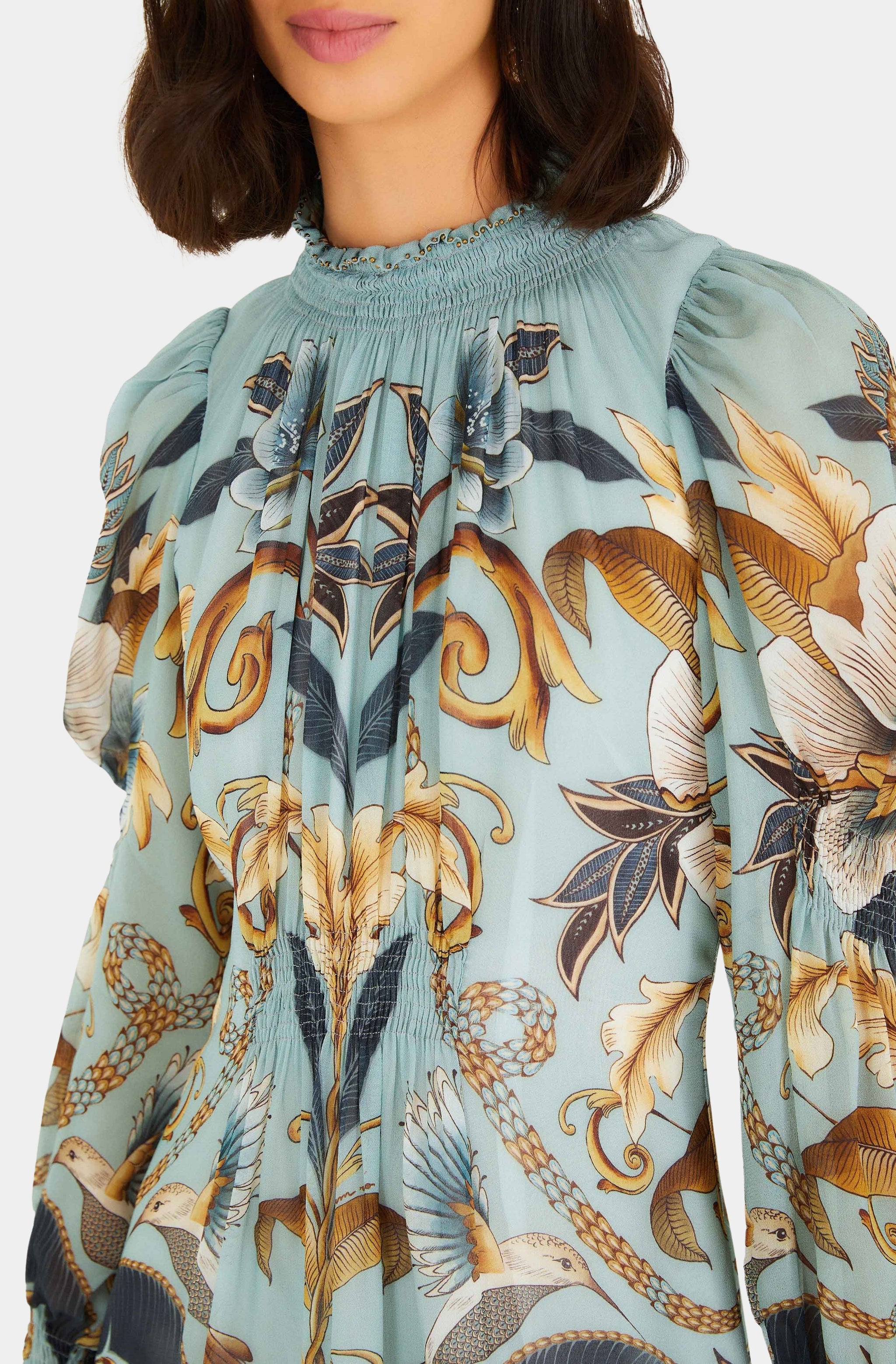 Snake Garden Blue Long Sleeve Mini Dress Snake Garden Blue Long Sleeve Mini Dress