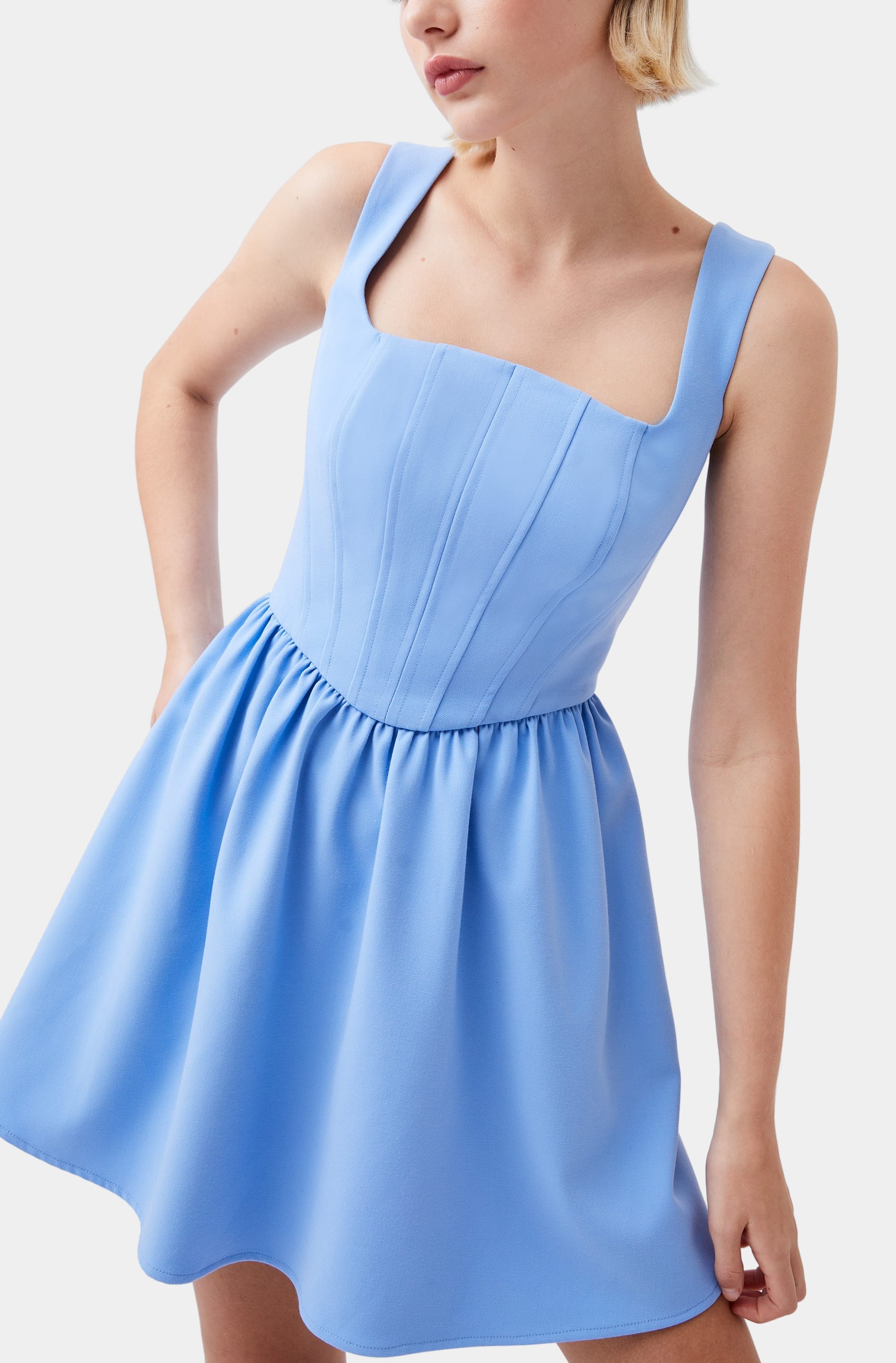 corset scoop neck dress MissJophiel Straps Scoop Neck Corset 3D Floral Sequined Dress Other / Tea Length / US12