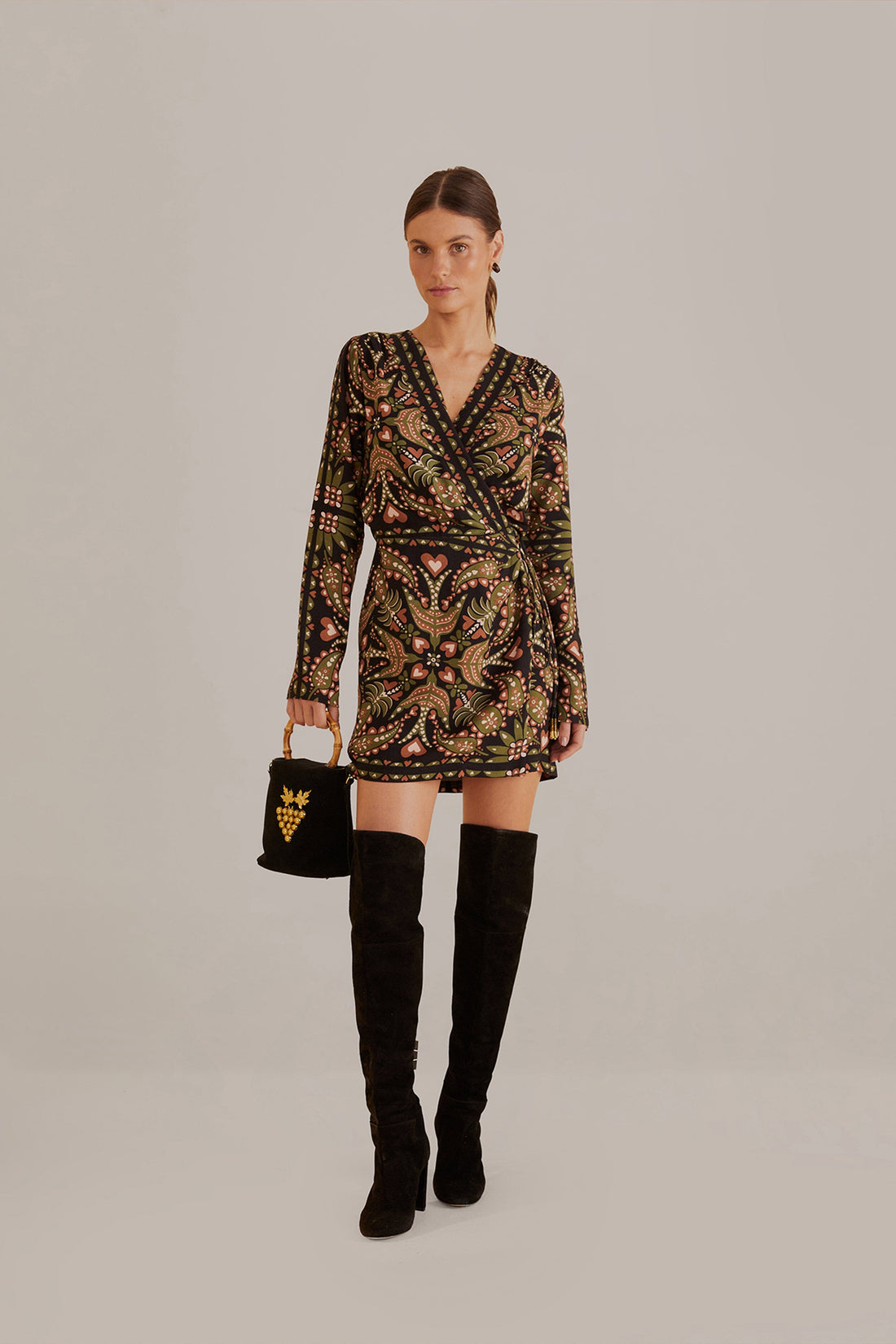 Black Martina Scarf Long Sleeve Wrap Mini Dress Hemline Birmingham Black Martina Scarf Long Sleeve Wrap Mini Dress Hemline Birmingham