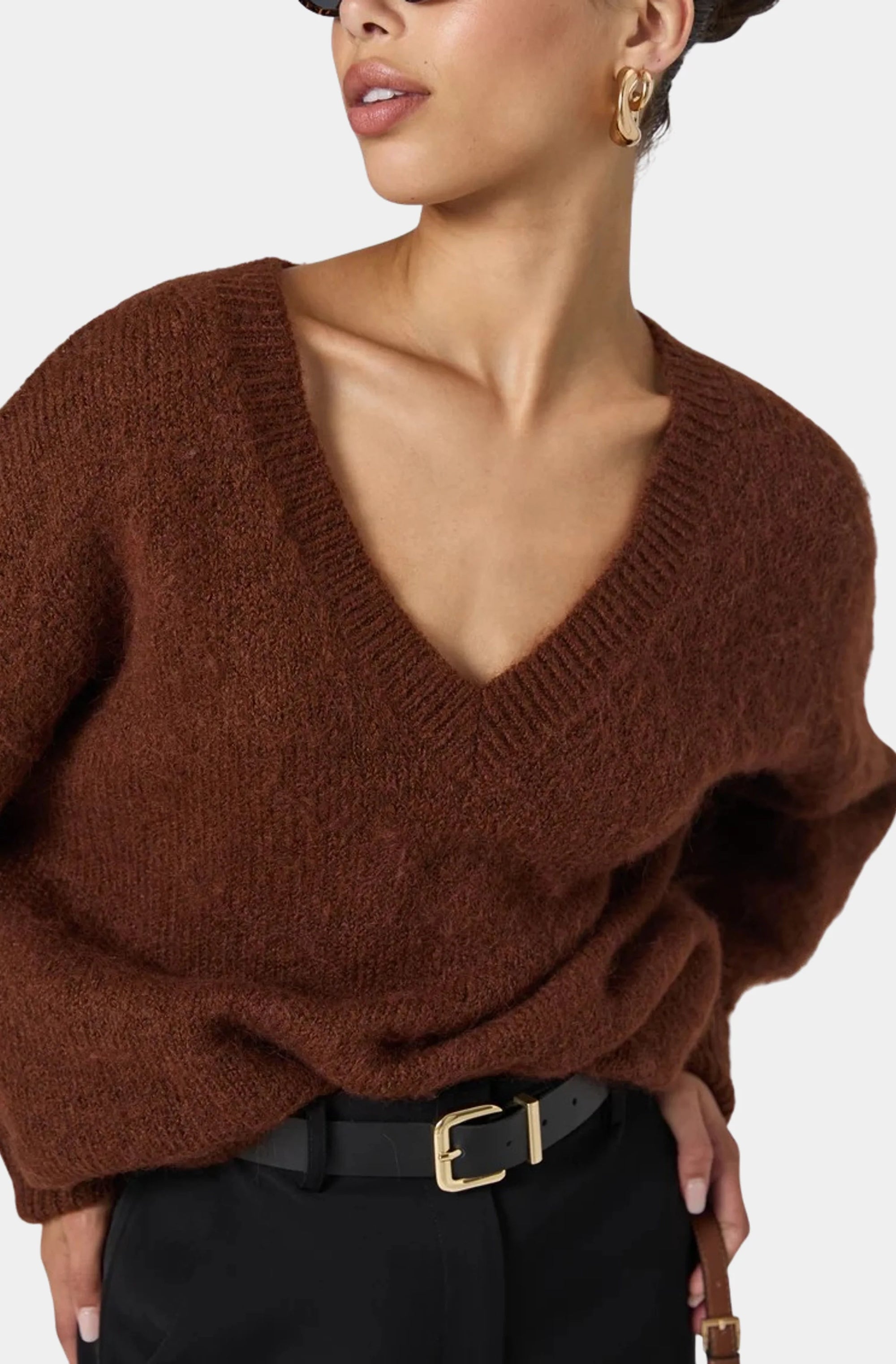 Fluffy Knit V Neck Jumper