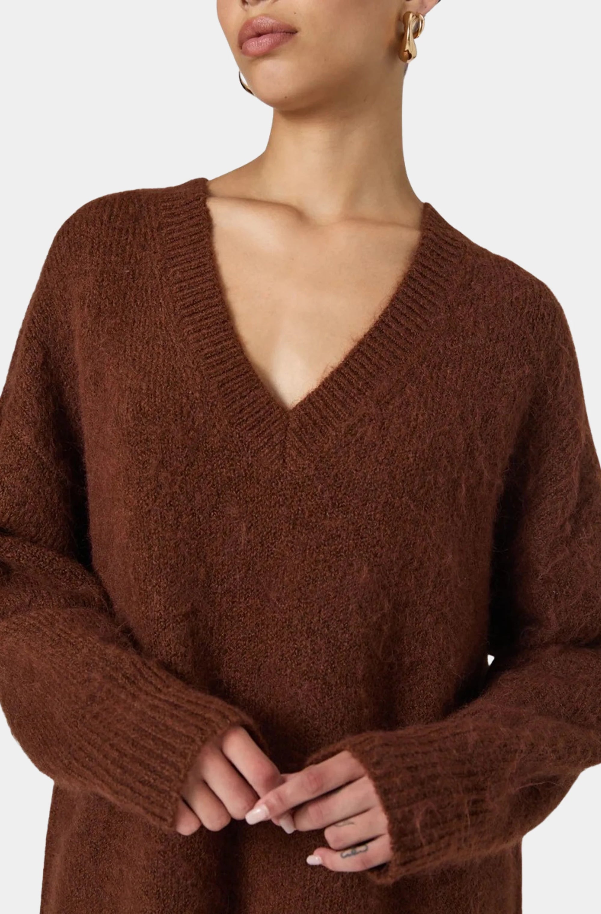 Fluffy Knit V Neck Jumper