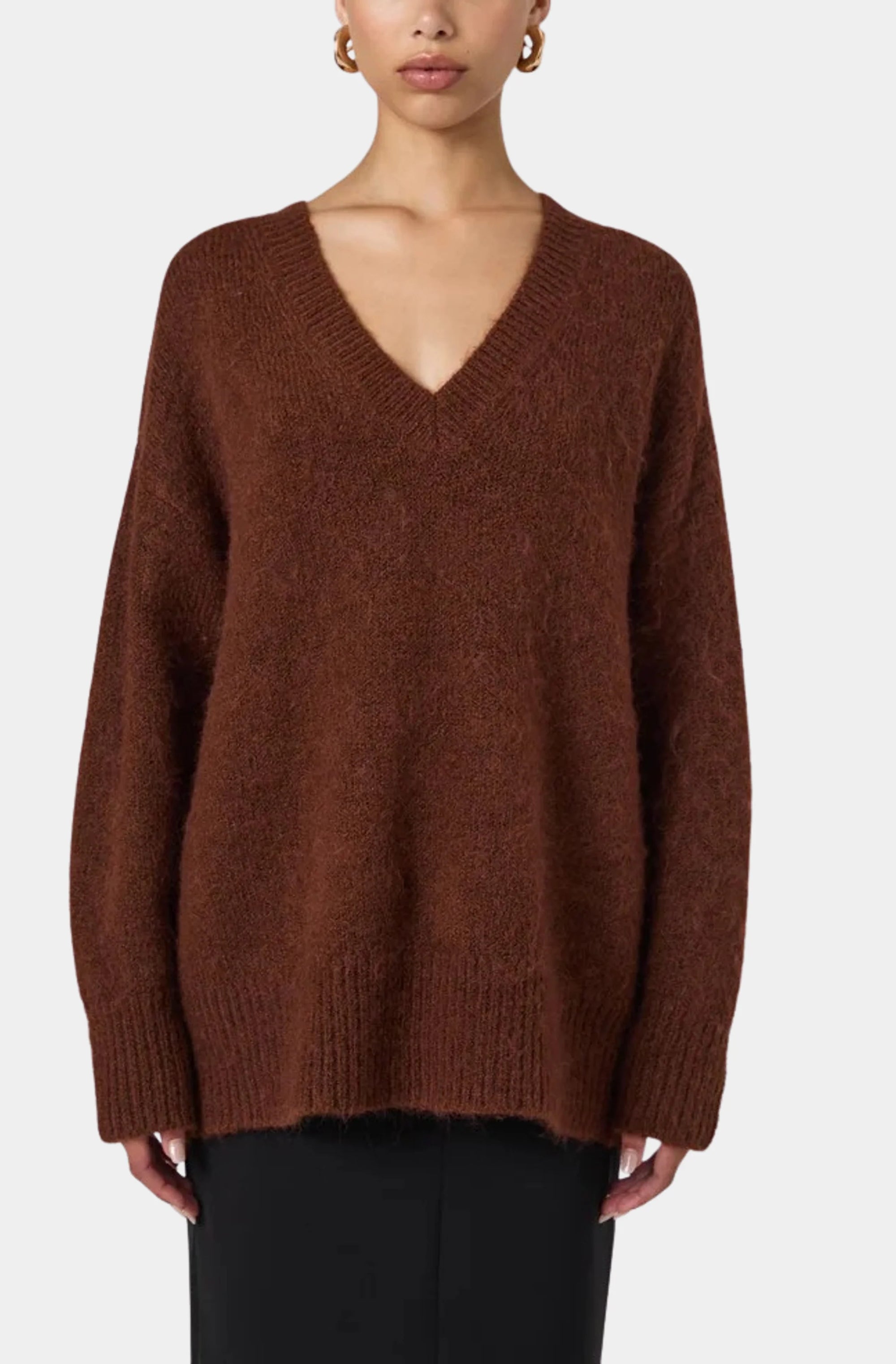 Fluffy Knit V Neck Jumper