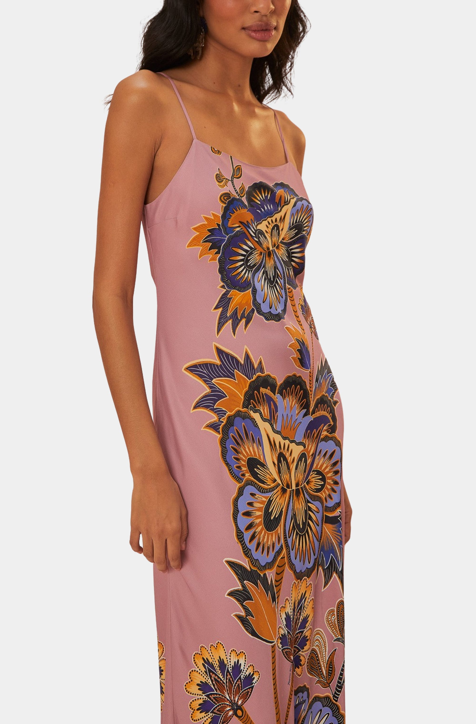 Maxi Floral Pink Slip Maxi Dress