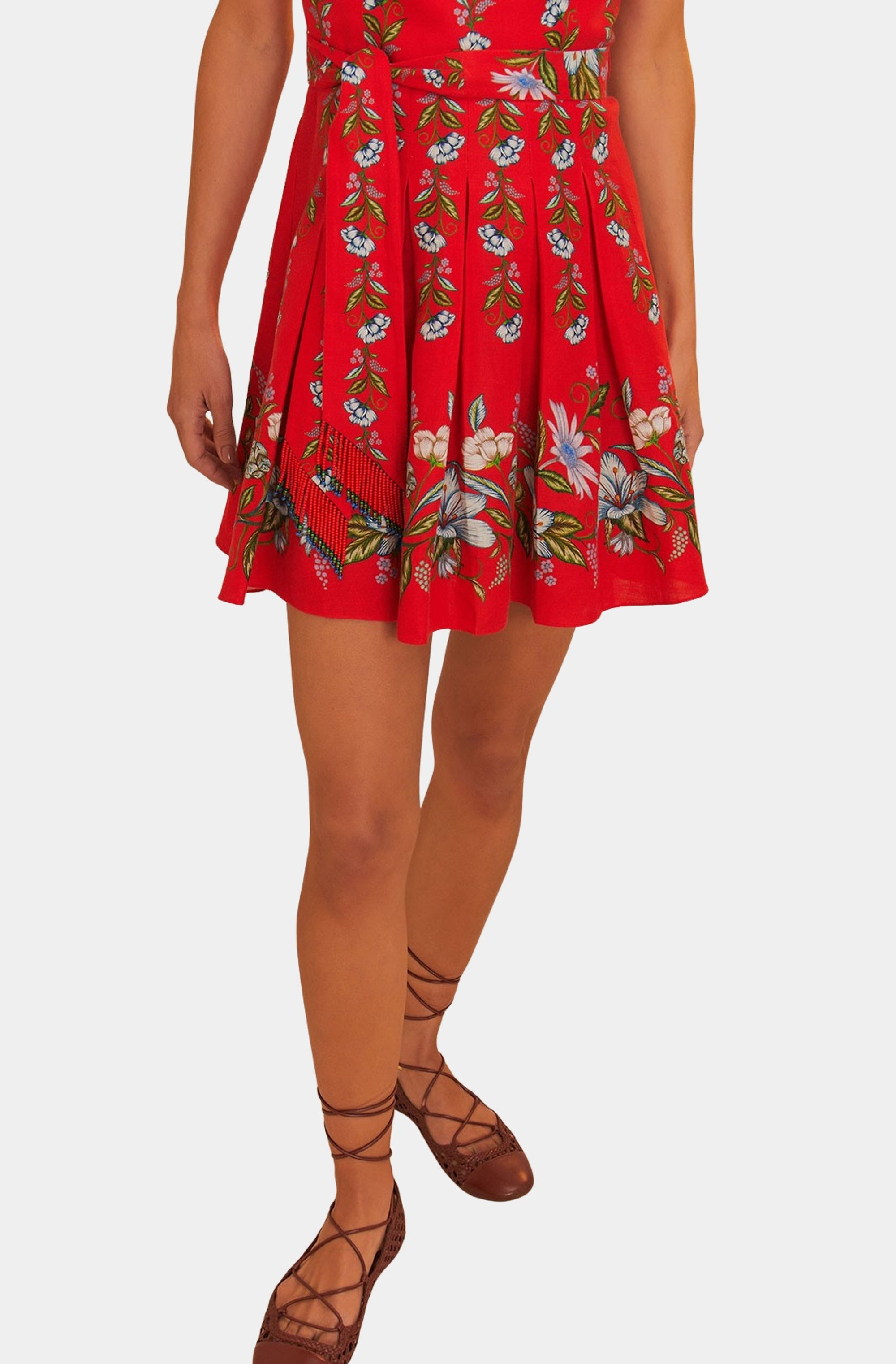 Sweet Bloom Bouquet Red Sleeveless Mini Dress