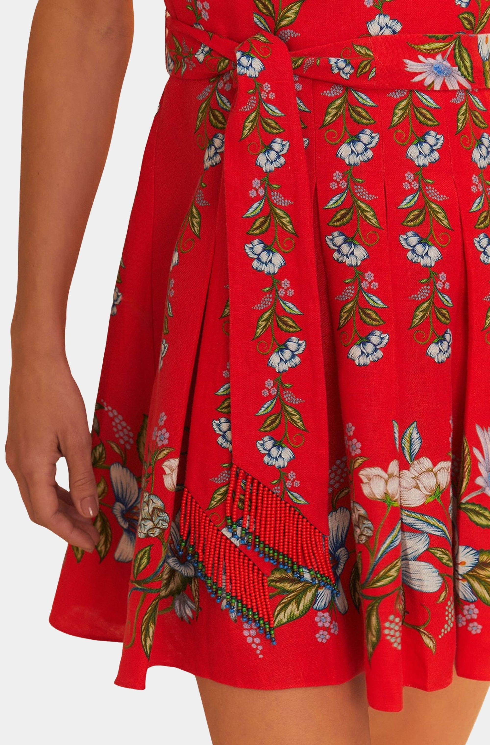 Sweet Bloom Bouquet Red Sleeveless Mini Dress
