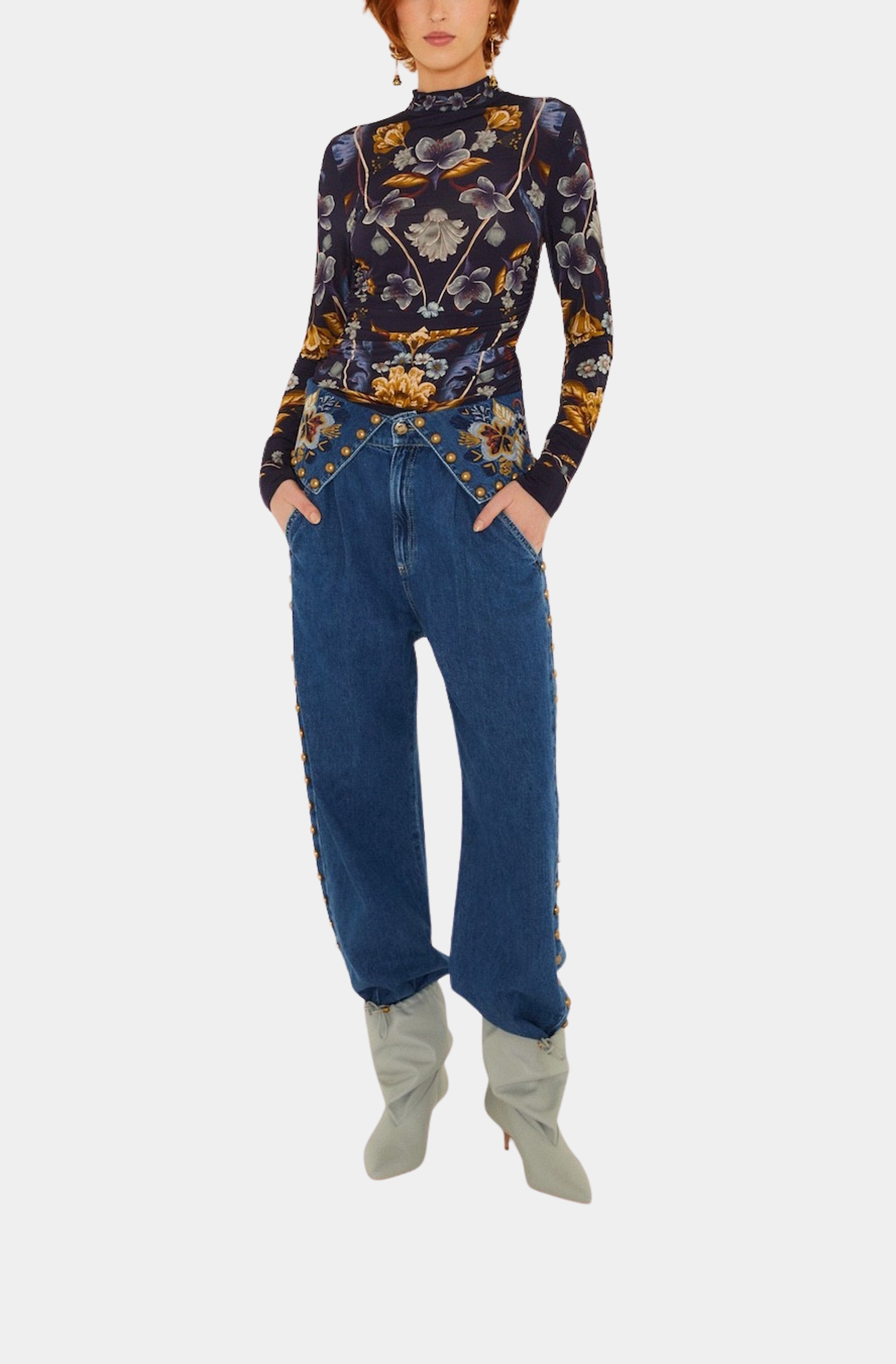 Golden Nature Navy Blue Jersey Blouse