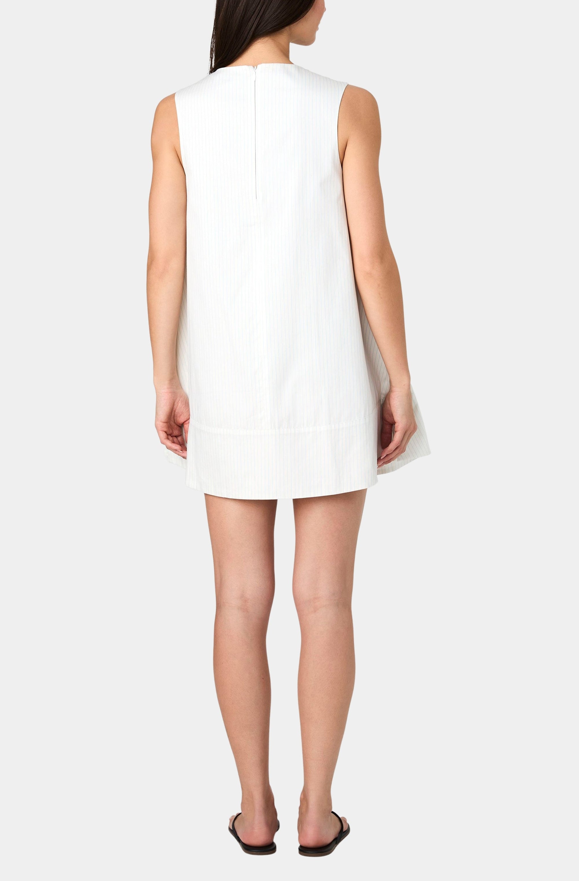 Pinstripe Sleeveless Shift Dress