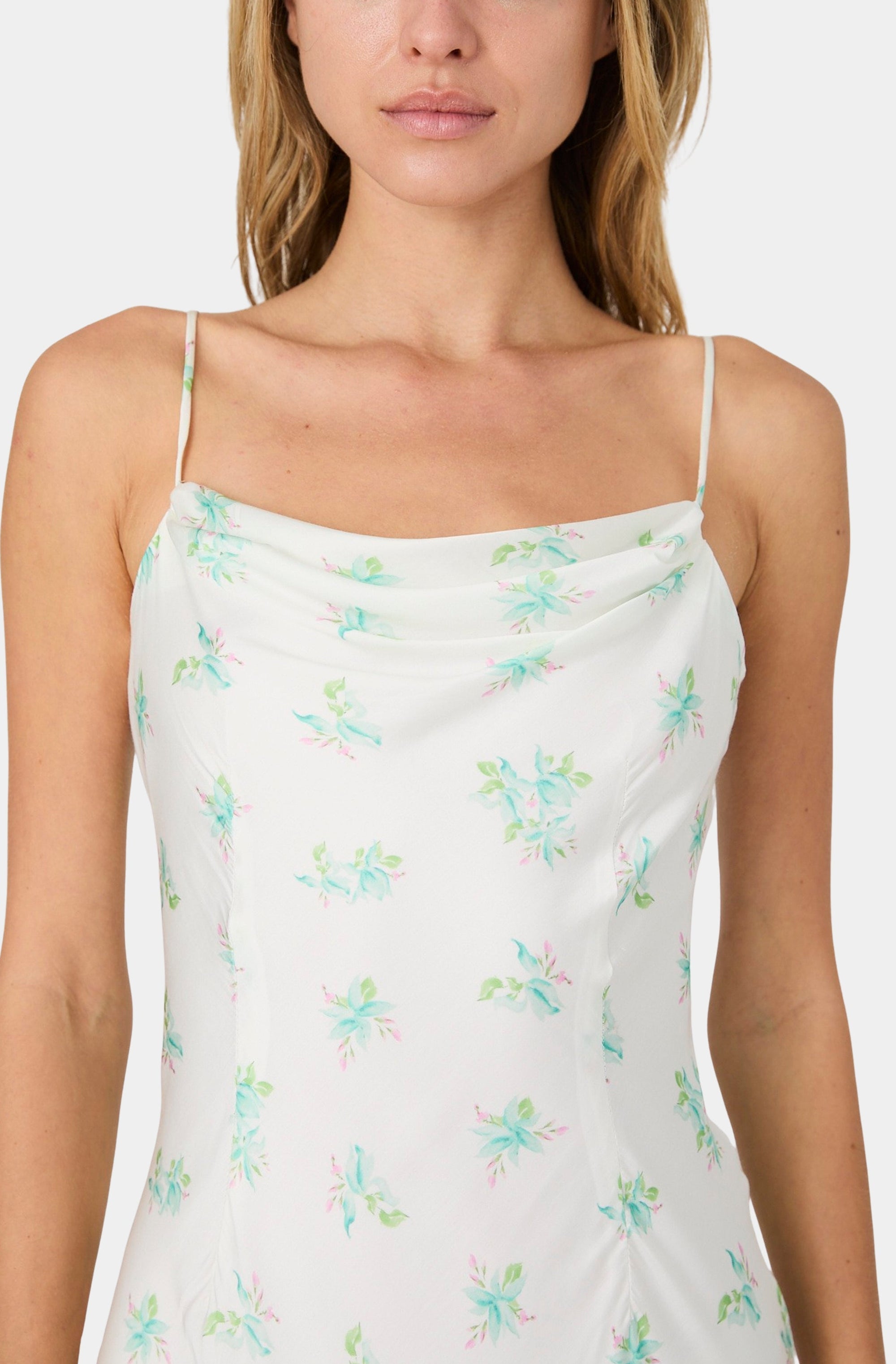 Anna Fleur Satin Cowl Midi Dress