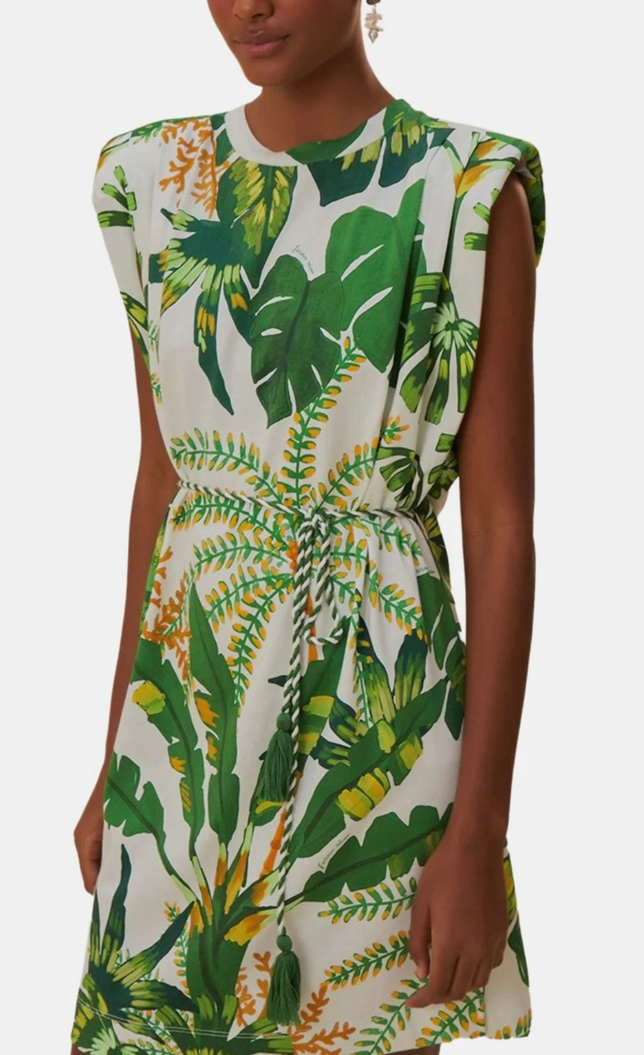 Tropical Forest Off White Tshirt Dress