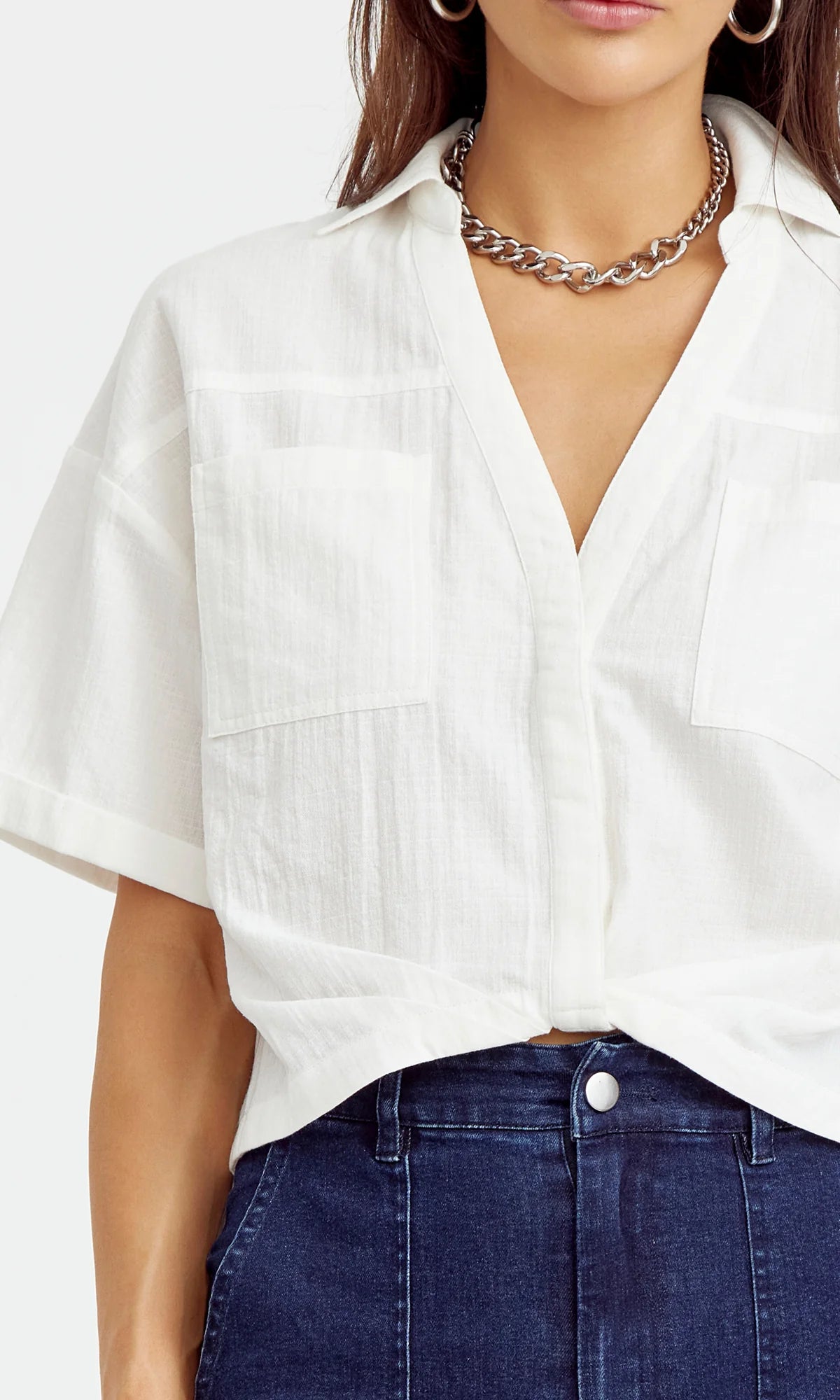 Maria Tucked Cropped Shirt