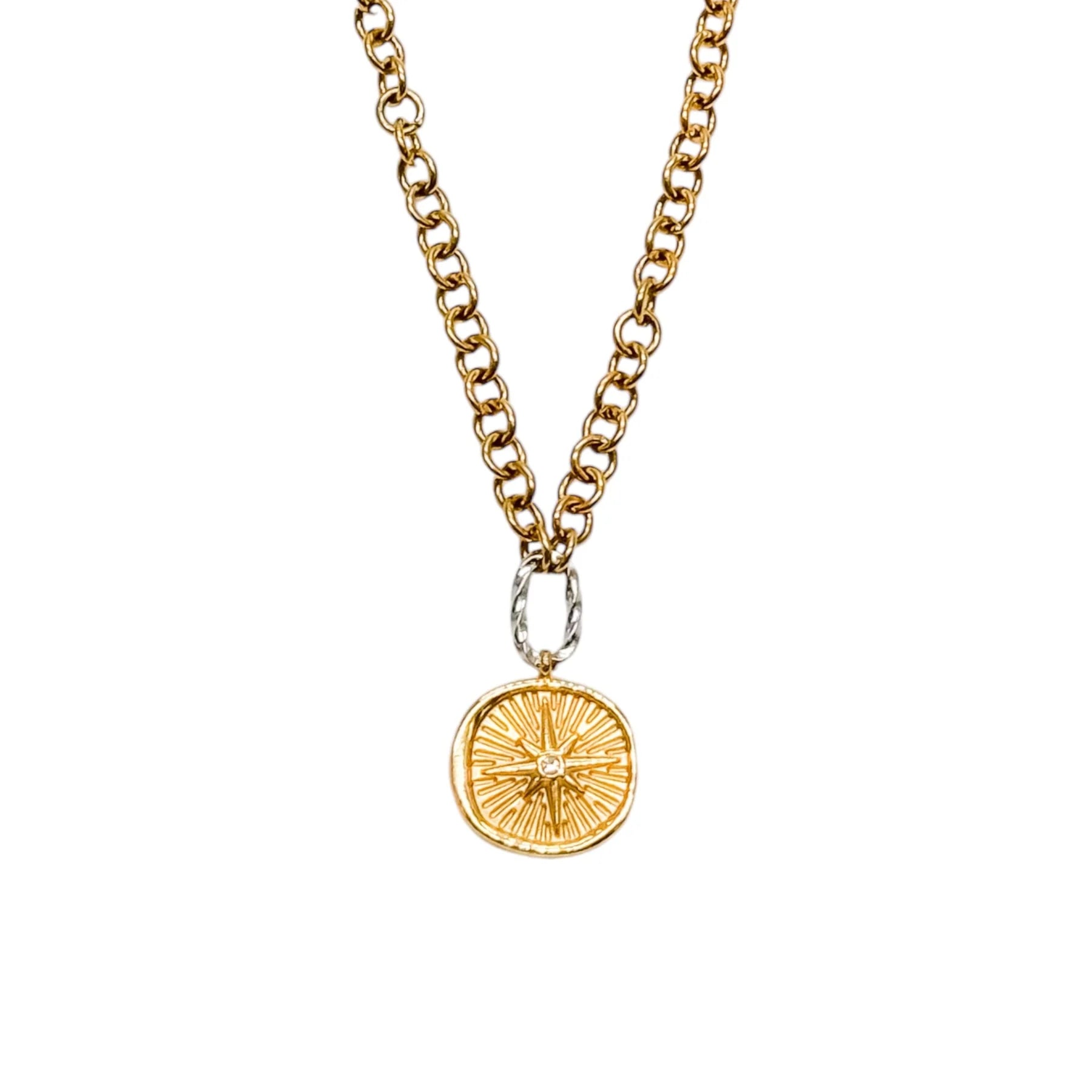 Astra Mixed Metals North Star Coin Necklace