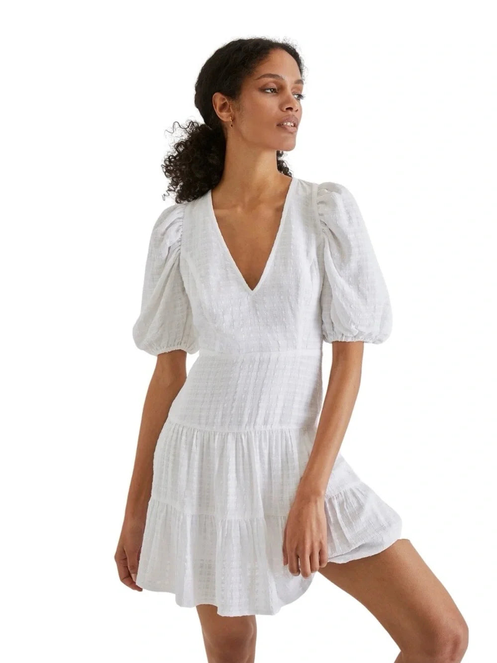 Birch Gingham Tiered Dress