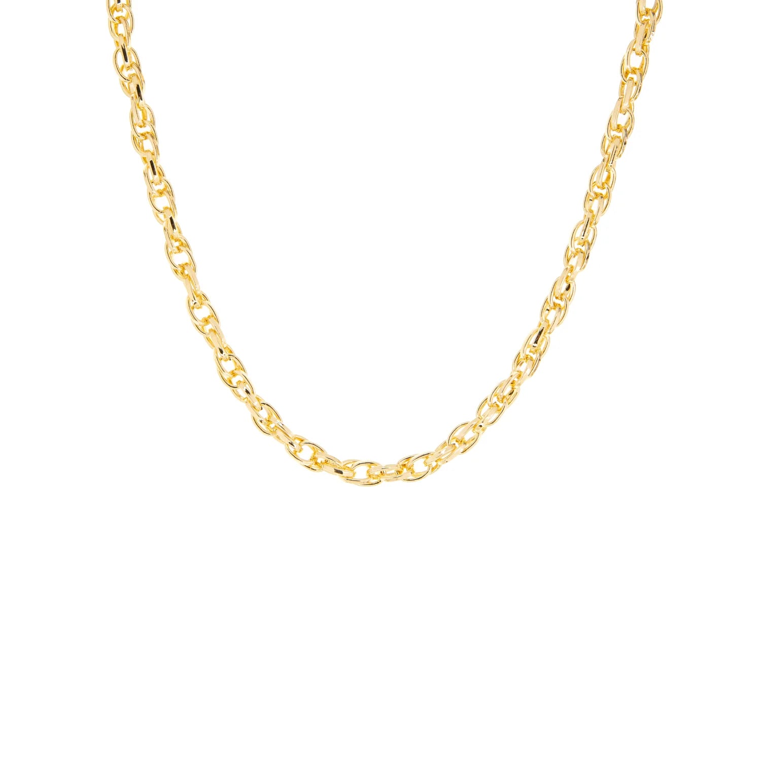 Gold - 16" Double oval link chain necklace