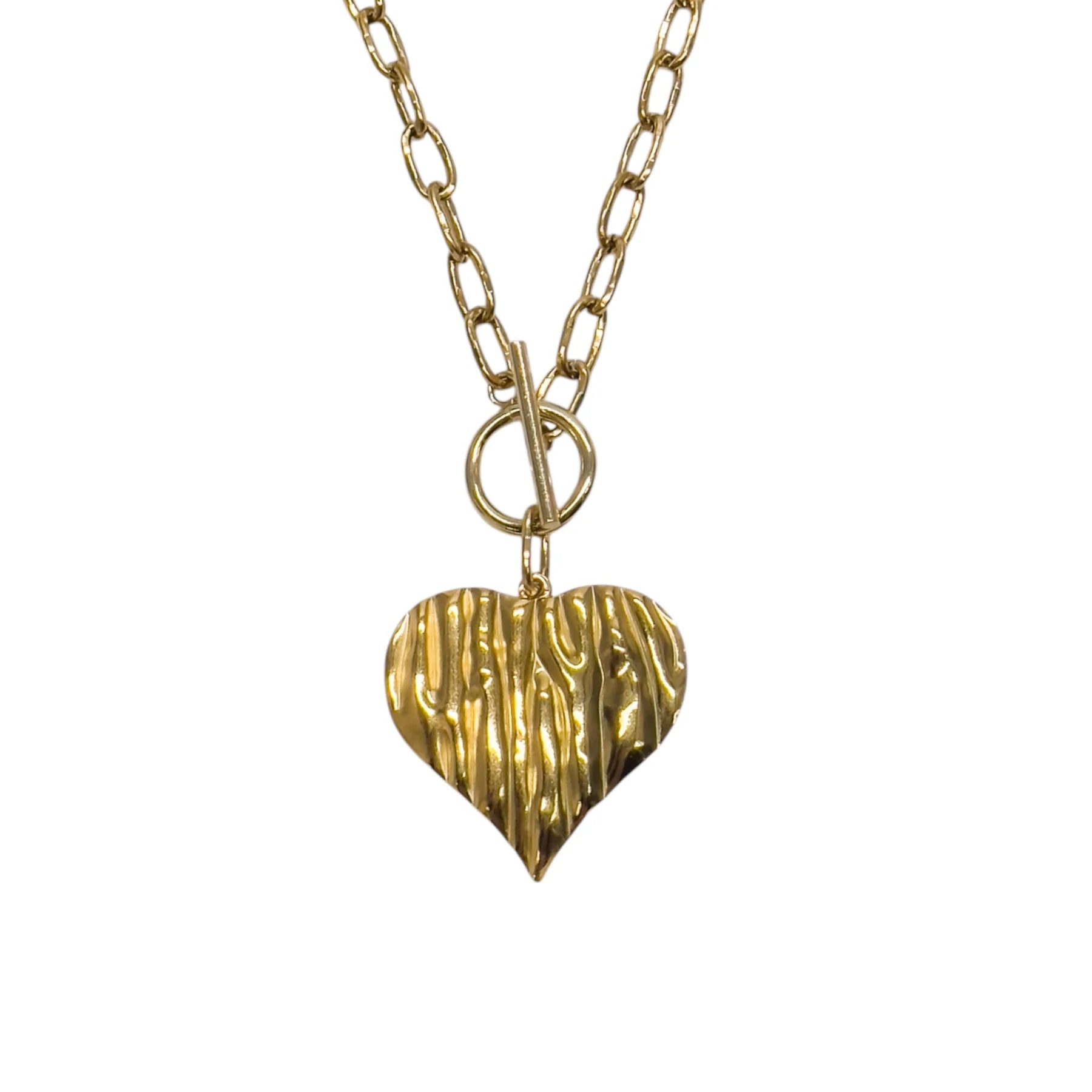 Forever Hammered Heart Toggle Necklace