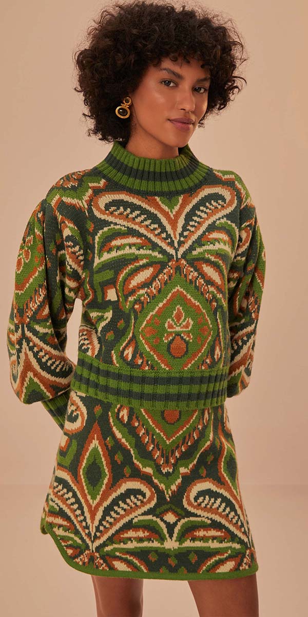 Pineapple Ikat Green Sweater