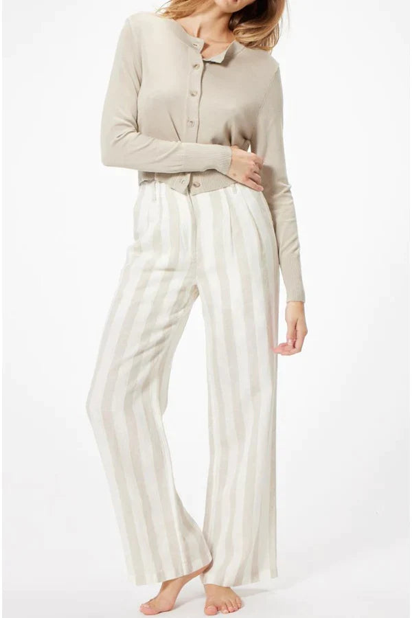 Frankie Linen Pants White/Taupe