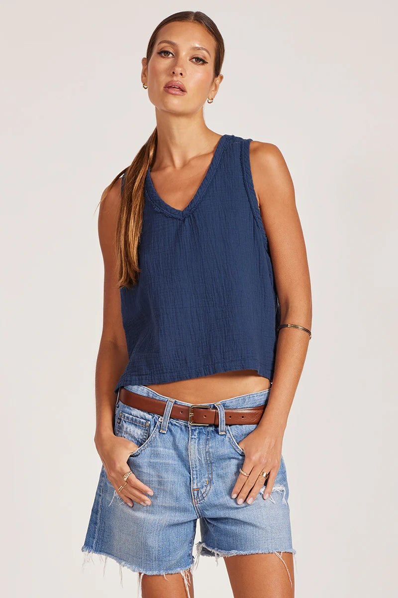 Vneck Raw Edge Tank