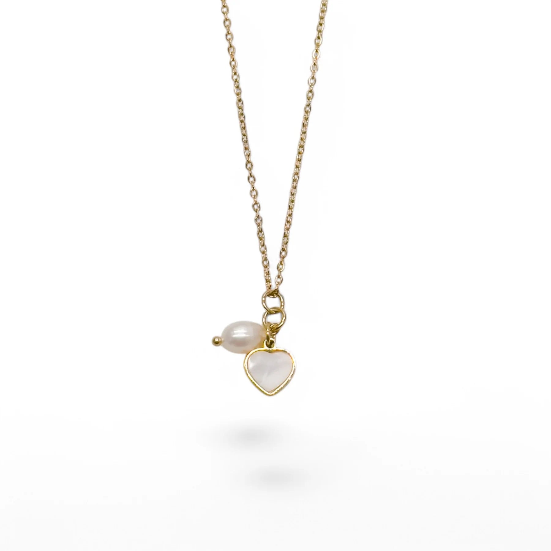 Salem Dainty Pearl Heart Necklace